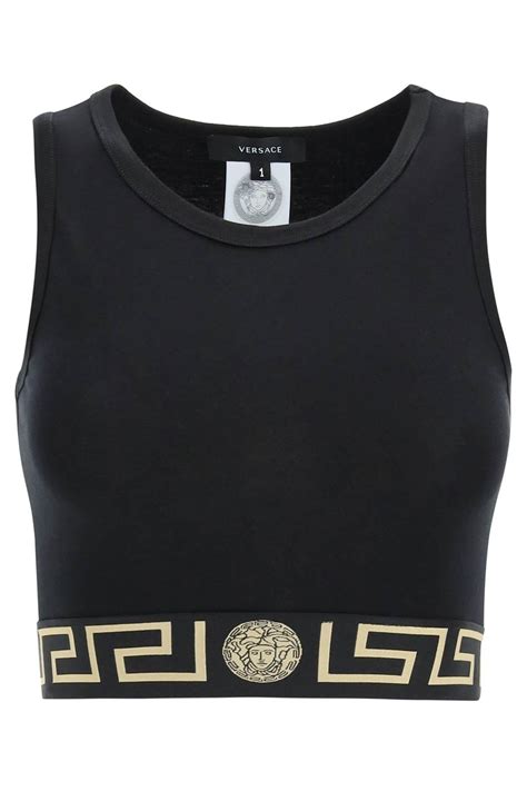 versace greca crop top|versace tops ladies.